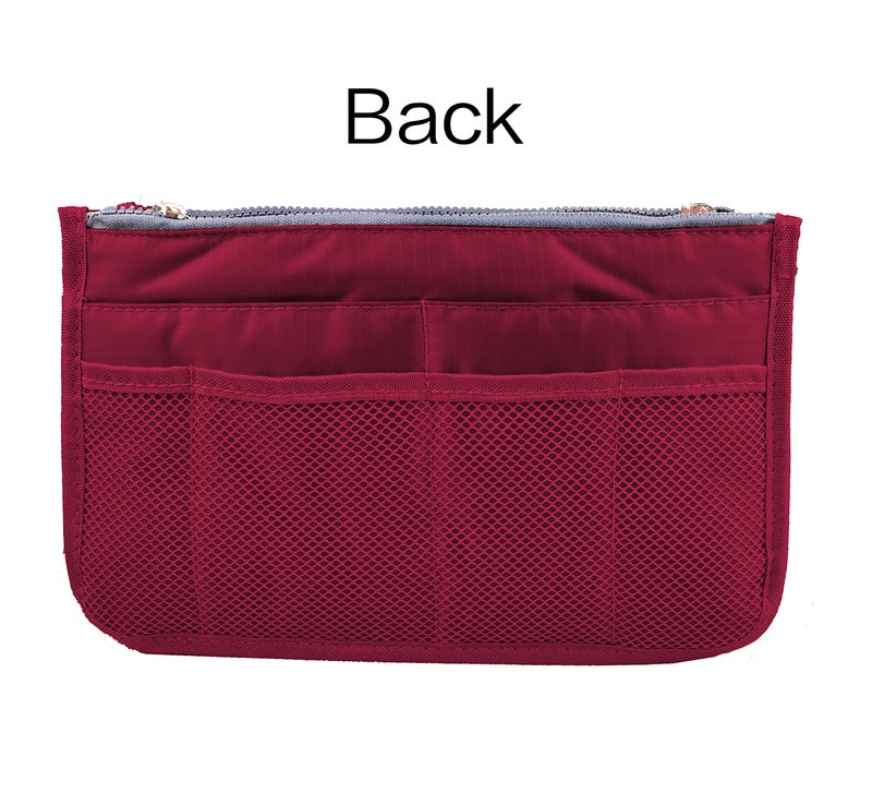 Vercord Updated Purse Handbag Organizer Insert Liner Bag in Bag 13 Pockets Burgundy Large - Image 5